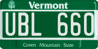 VT license plate UBL660