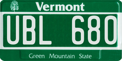 VT license plate UBL680
