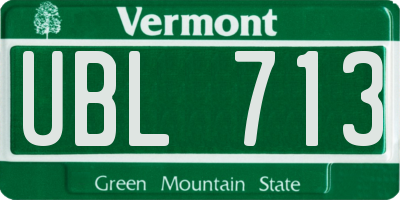 VT license plate UBL713