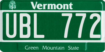 VT license plate UBL772