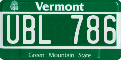 VT license plate UBL786