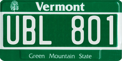 VT license plate UBL801