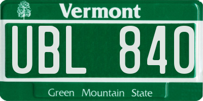 VT license plate UBL840