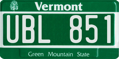 VT license plate UBL851