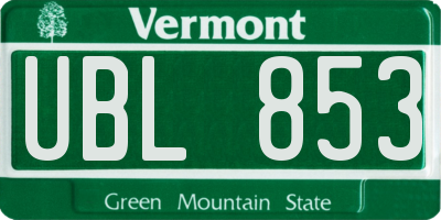 VT license plate UBL853