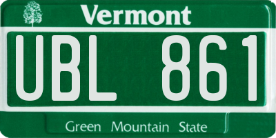 VT license plate UBL861