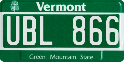 VT license plate UBL866