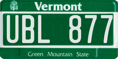 VT license plate UBL877