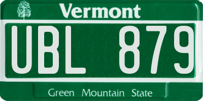 VT license plate UBL879