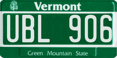 VT license plate UBL906