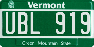 VT license plate UBL919
