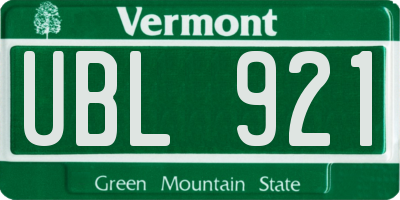VT license plate UBL921