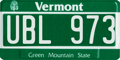 VT license plate UBL973