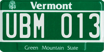 VT license plate UBM013
