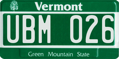 VT license plate UBM026