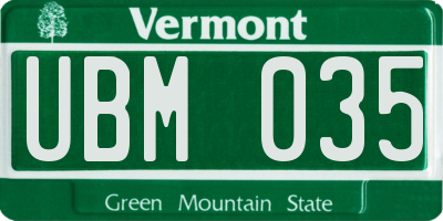 VT license plate UBM035