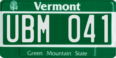 VT license plate UBM041