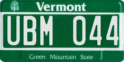VT license plate UBM044