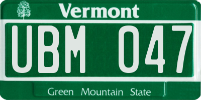 VT license plate UBM047