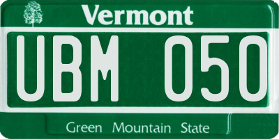 VT license plate UBM050