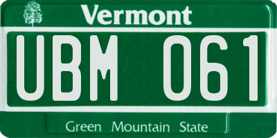 VT license plate UBM061