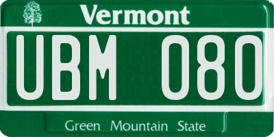 VT license plate UBM080