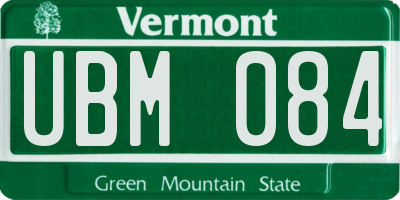 VT license plate UBM084