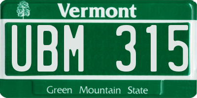 VT license plate UBM315