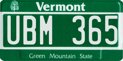 VT license plate UBM365