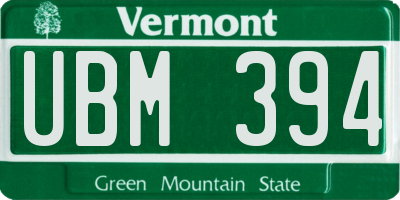 VT license plate UBM394