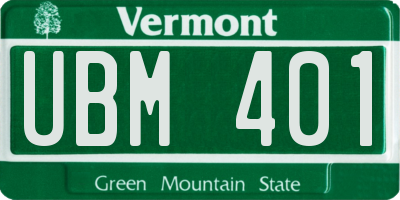 VT license plate UBM401