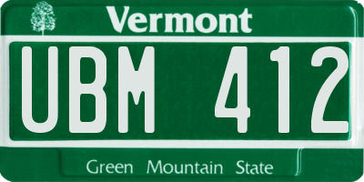 VT license plate UBM412
