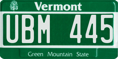 VT license plate UBM445