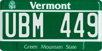 VT license plate UBM449