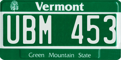 VT license plate UBM453
