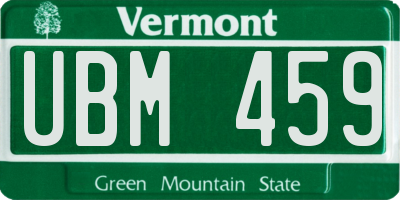 VT license plate UBM459