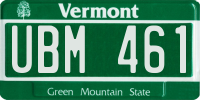 VT license plate UBM461