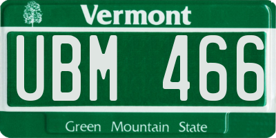 VT license plate UBM466