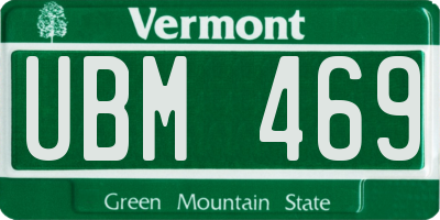 VT license plate UBM469