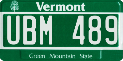 VT license plate UBM489