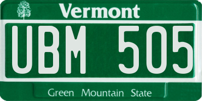 VT license plate UBM505