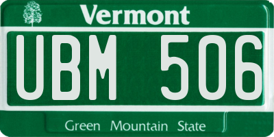 VT license plate UBM506
