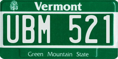 VT license plate UBM521