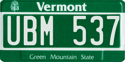 VT license plate UBM537