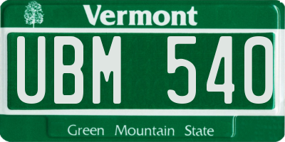 VT license plate UBM540