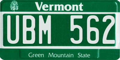 VT license plate UBM562