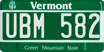 VT license plate UBM582