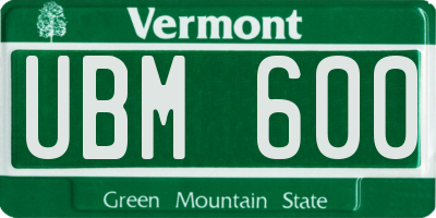 VT license plate UBM600