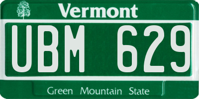VT license plate UBM629