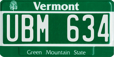 VT license plate UBM634